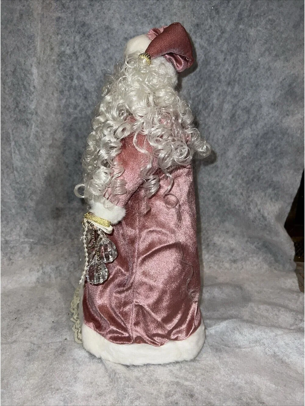 Victorian Pink Santa Claus Christmas Tree Topper or Table Topper 18”